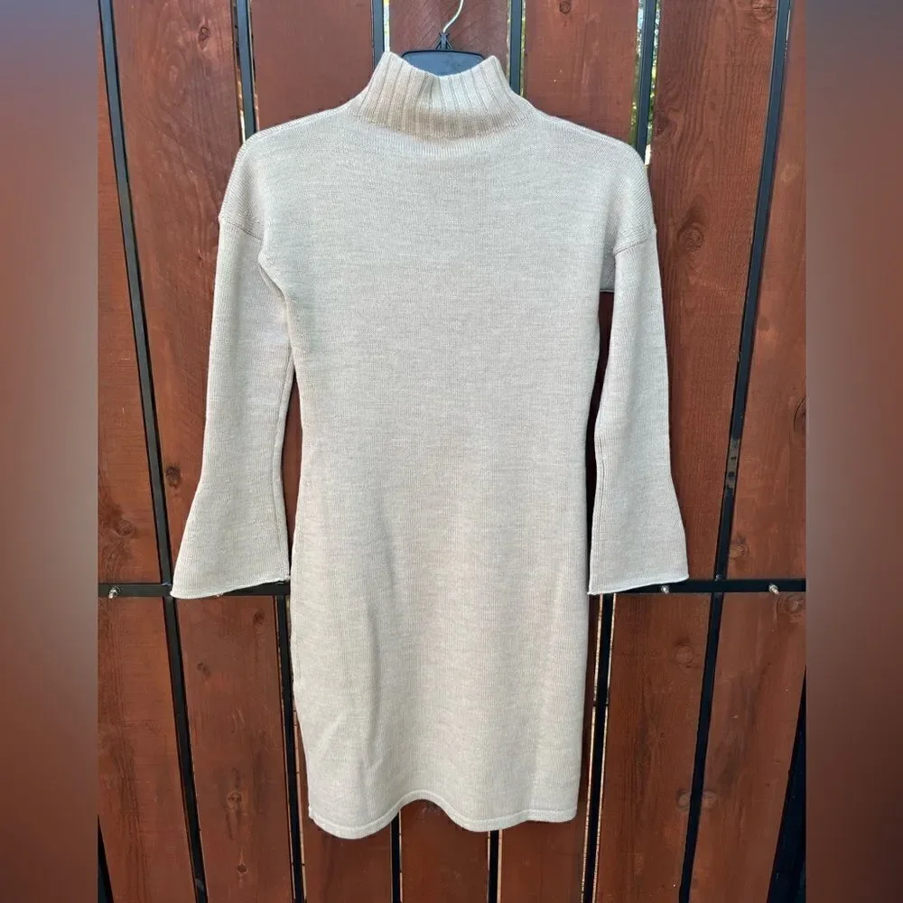 NWT MaxMara Leisure Navile Wool Sweater Turtleneck Dress Beige XS